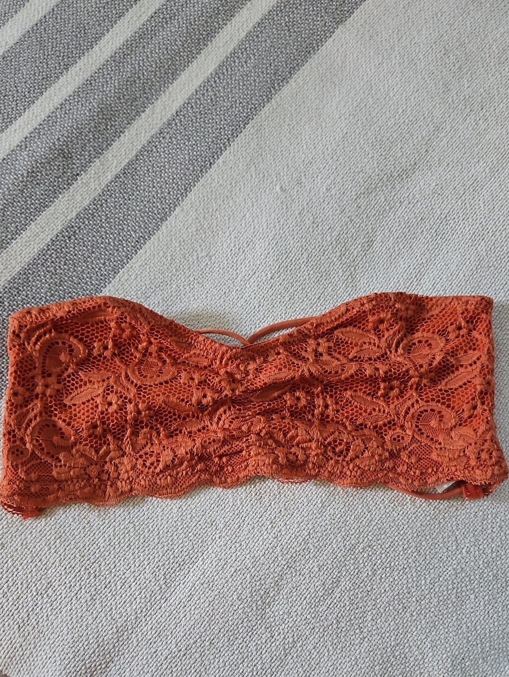 Rust Orange Lace Bandeau Bralette